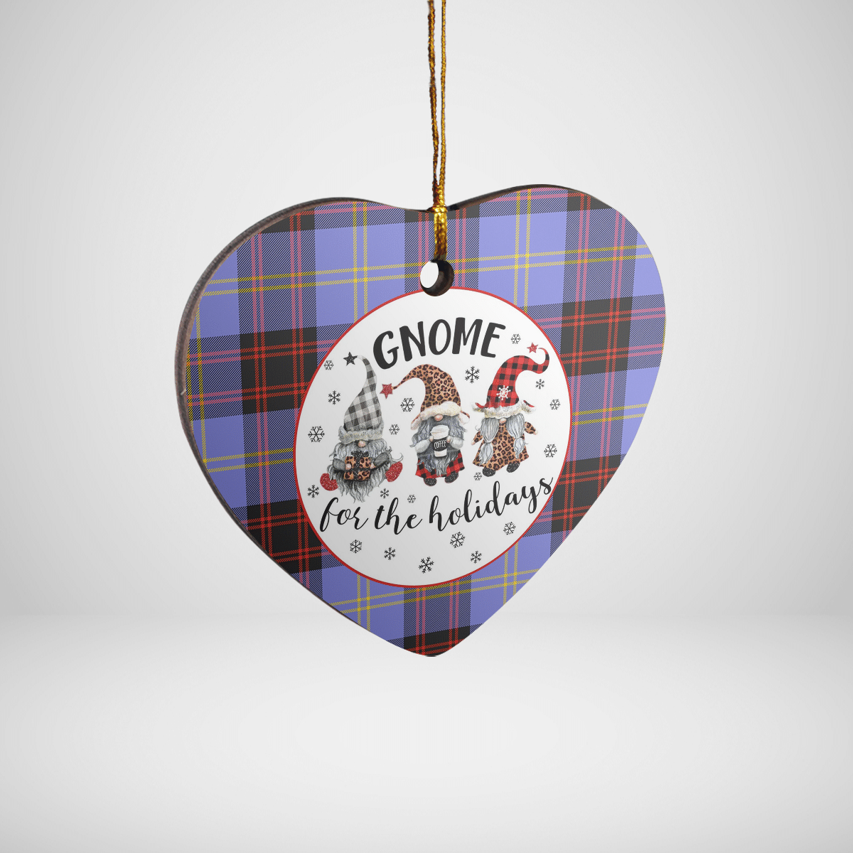 Clan Rutherford Tartan Tartan Crest Gnome Heart Ceramic Ornament GO88 Rutherford Tartan Tartan Christmas   