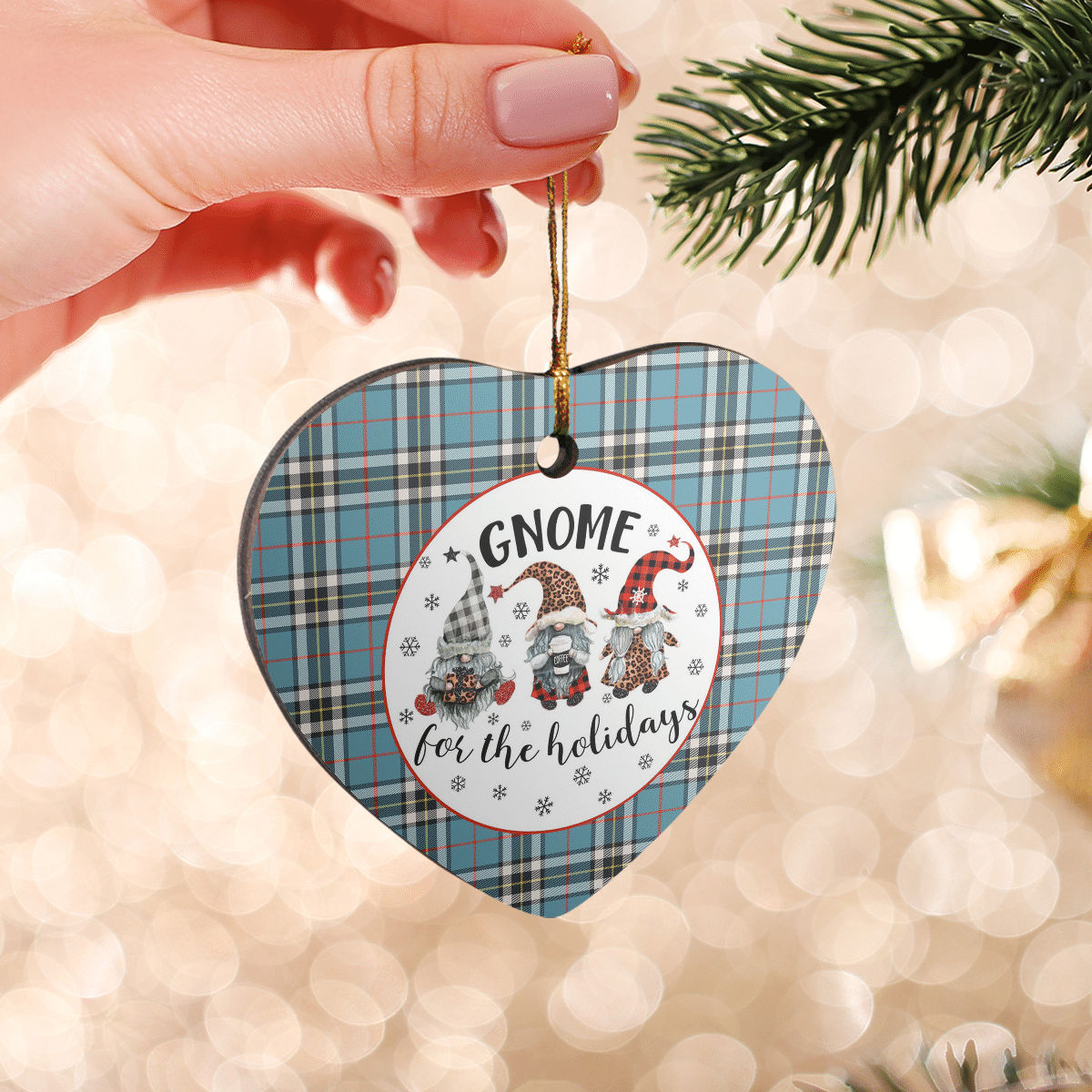 Clan Thomson Tartan Tartan Crest Gnome Heart Ceramic Ornament CX49 Thomson Tartan Tartan Christmas   