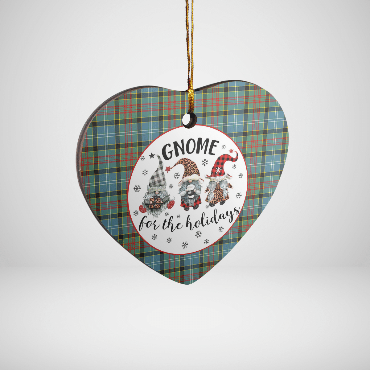 Clan Walkinshaw Tartan Tartan Crest Gnome Heart Ceramic Ornament QB44 Walkinshaw Tartan Tartan Christmas   