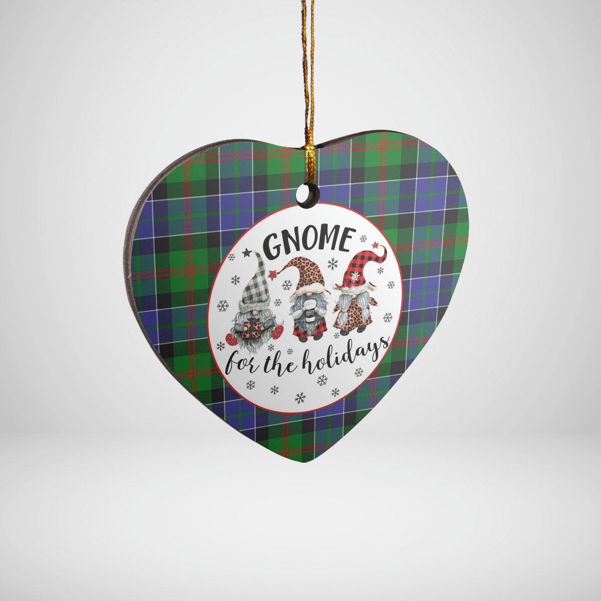 Clan Paterson Tartan Tartan Crest Gnome Heart Ceramic Ornament SD56 Paterson Tartan Tartan Christmas   