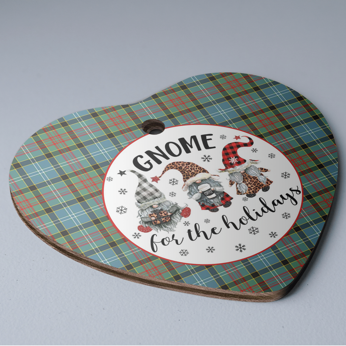 Clan Walkinshaw Tartan Tartan Crest Gnome Heart Ceramic Ornament QB44 Walkinshaw Tartan Tartan Christmas   