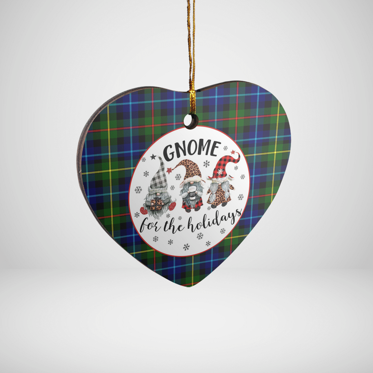 Clan Smith Modern Tartan Tartan Crest Gnome Heart Ceramic Ornament RN38 Smith Modern Tartan Tartan Christmas   