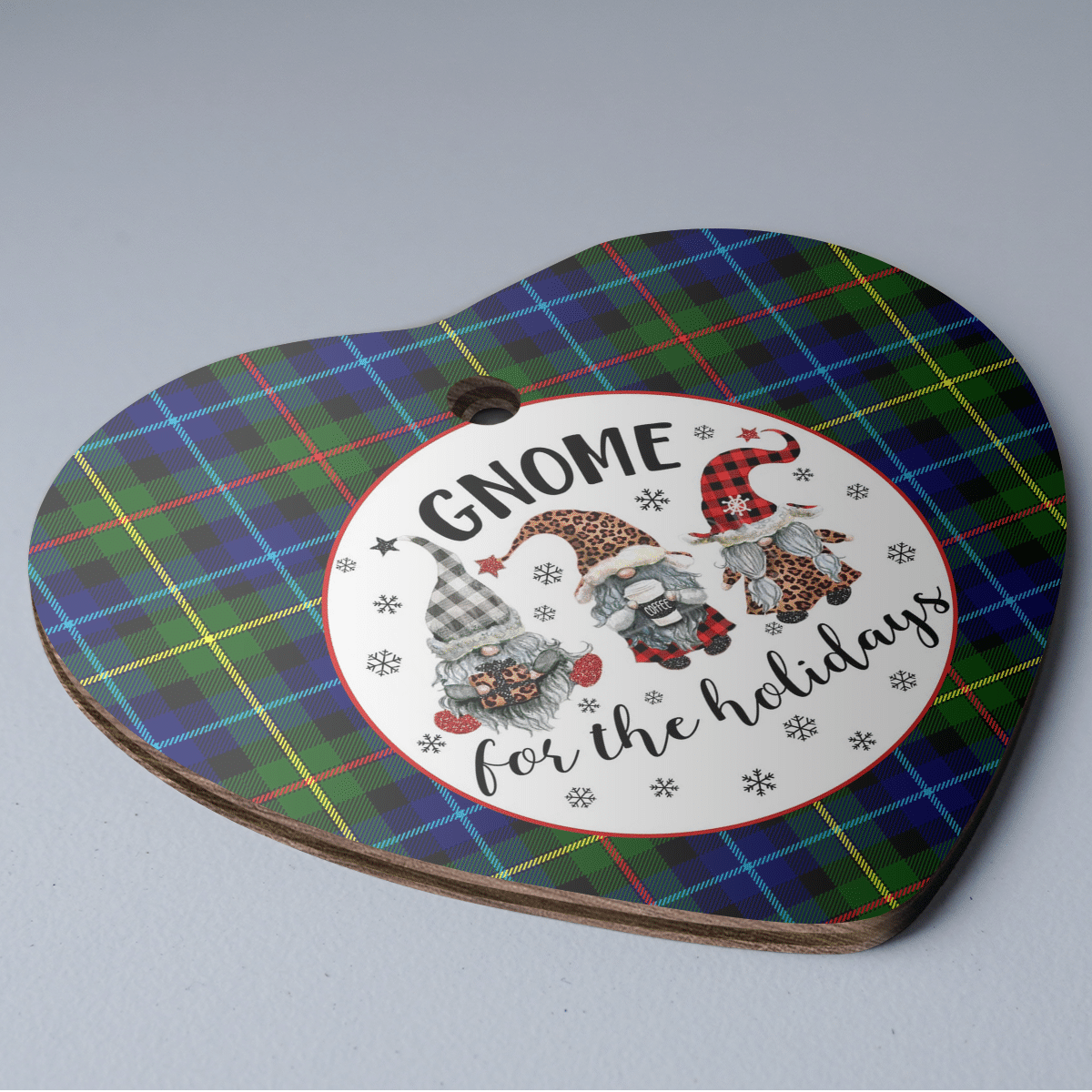 Clan Smith Modern Tartan Tartan Crest Gnome Heart Ceramic Ornament RN38 Smith Modern Tartan Tartan Christmas   