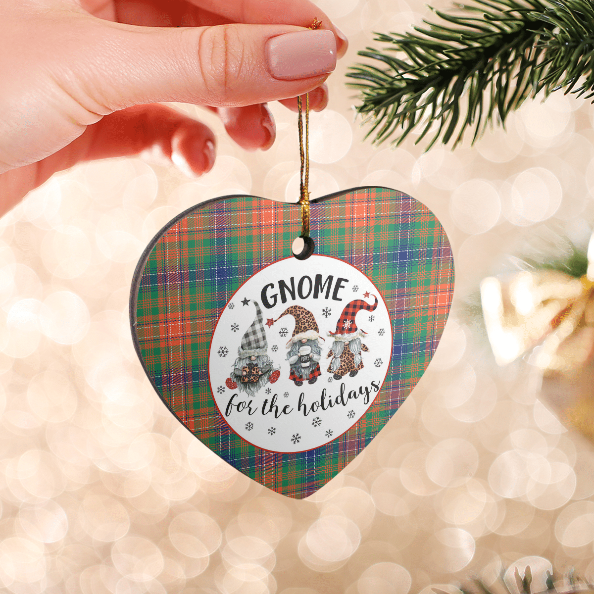 Clan Wilson Ancient Tartan Tartan Crest Gnome Heart Ceramic Ornament BV21 Wilson Ancient Tartan Tartan Christmas   