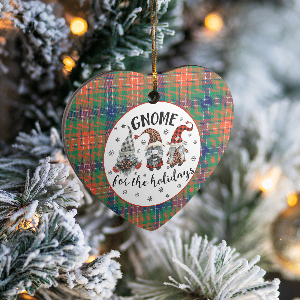 Clan Wilson Ancient Tartan Tartan Crest Gnome Heart Ceramic Ornament BV21 Wilson Ancient Tartan Tartan Christmas   