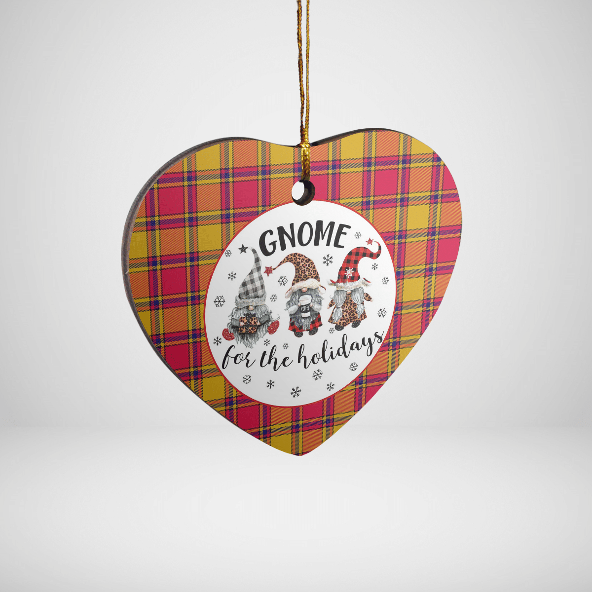 Clan Scrymgeour Tartan Tartan Crest Gnome Heart Ceramic Ornament YW79 Scrymgeour Tartan Tartan Christmas   