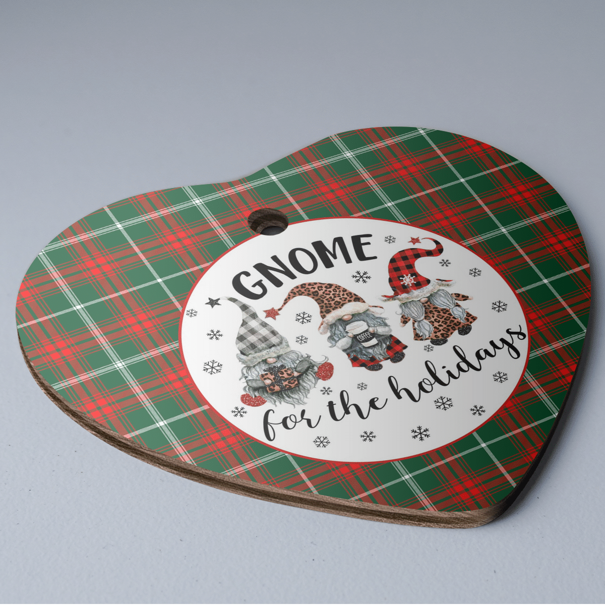 Clan Prince of Wales Tartan Tartan Crest Gnome Heart Ceramic Ornament AH71 Prince of Wales Tartan Tartan Christmas   