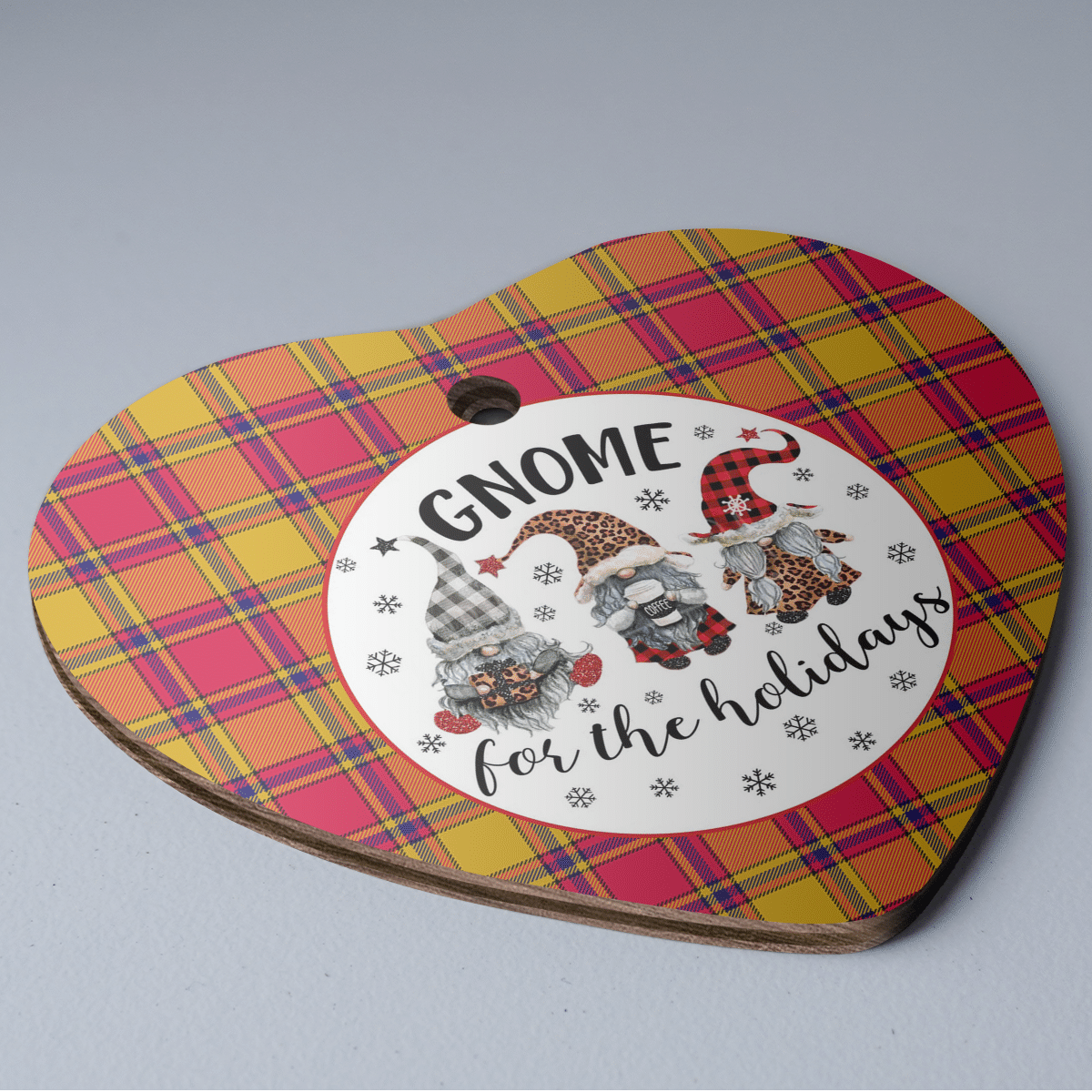 Clan Scrymgeour Tartan Tartan Crest Gnome Heart Ceramic Ornament YW79 Scrymgeour Tartan Tartan Christmas   