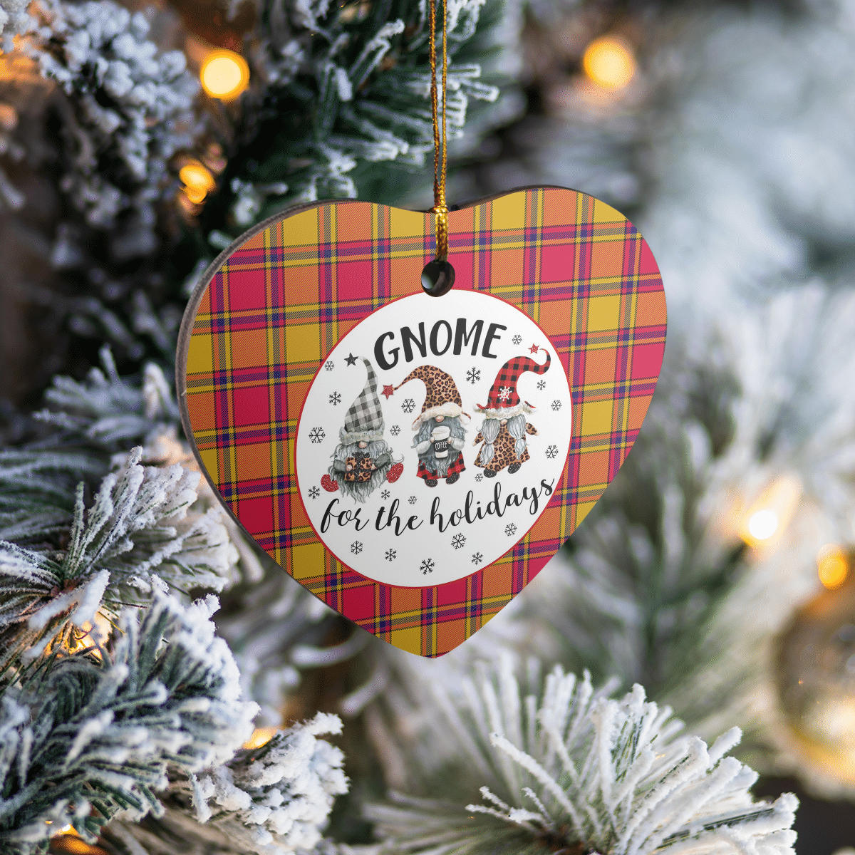 Clan Scrymgeour Tartan Tartan Crest Gnome Heart Ceramic Ornament YW79 Scrymgeour Tartan Tartan Christmas   