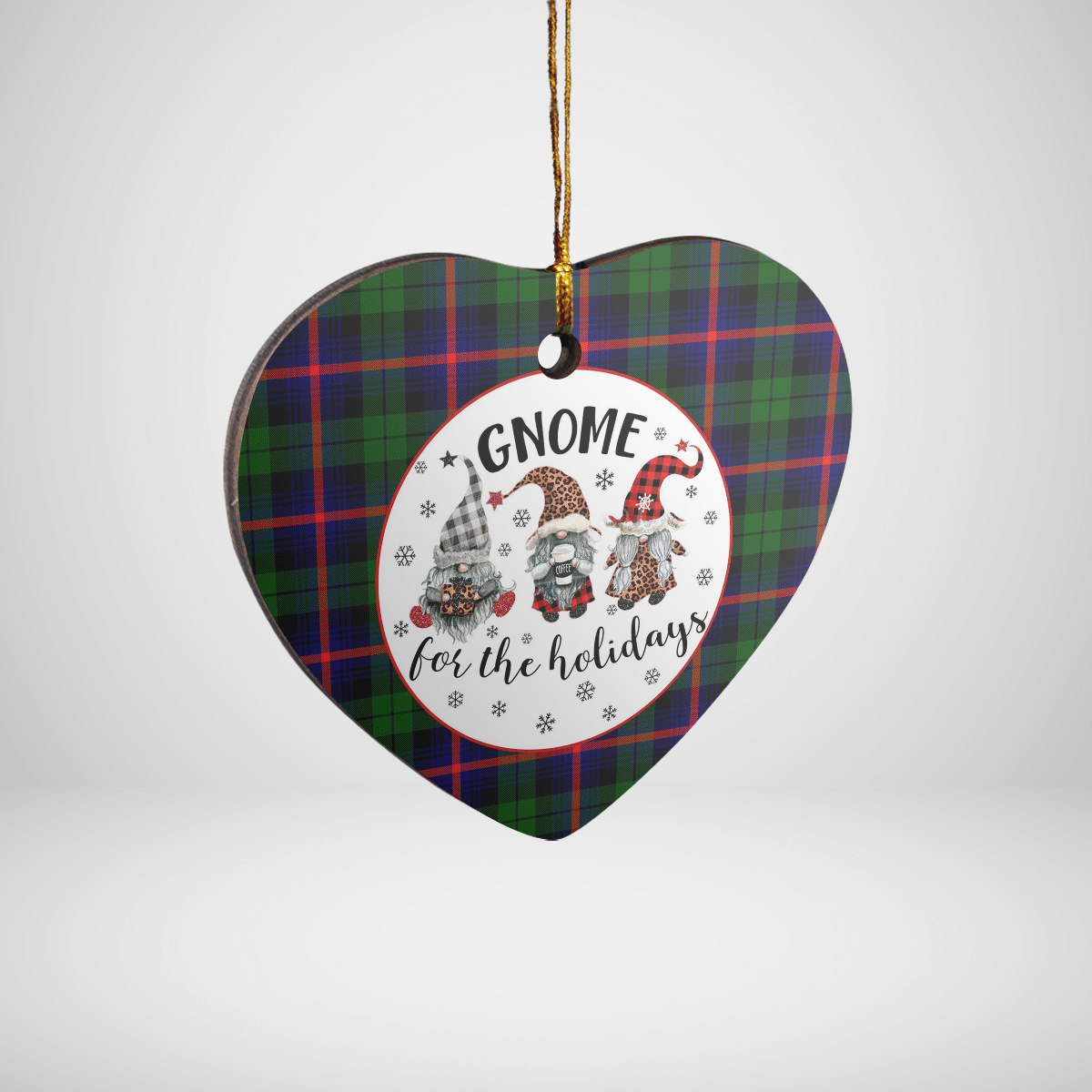 Clan Urquhart Modern Tartan Tartan Crest Gnome Heart Ceramic Ornament KS45 Urquhart Modern Tartan Tartan Christmas   