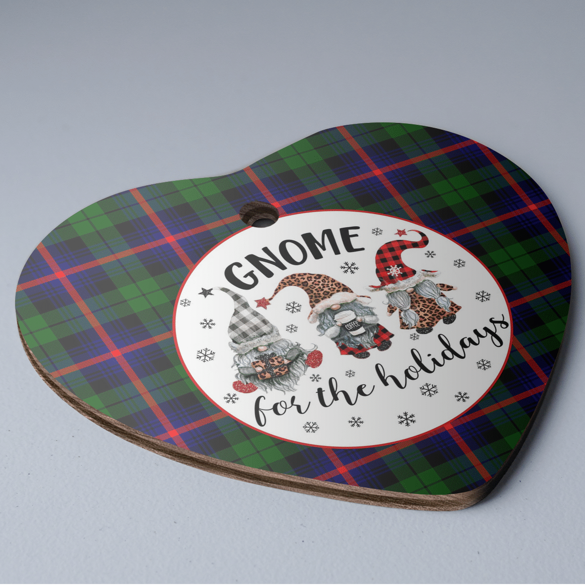 Clan Urquhart Modern Tartan Tartan Crest Gnome Heart Ceramic Ornament KS45 Urquhart Modern Tartan Tartan Christmas   