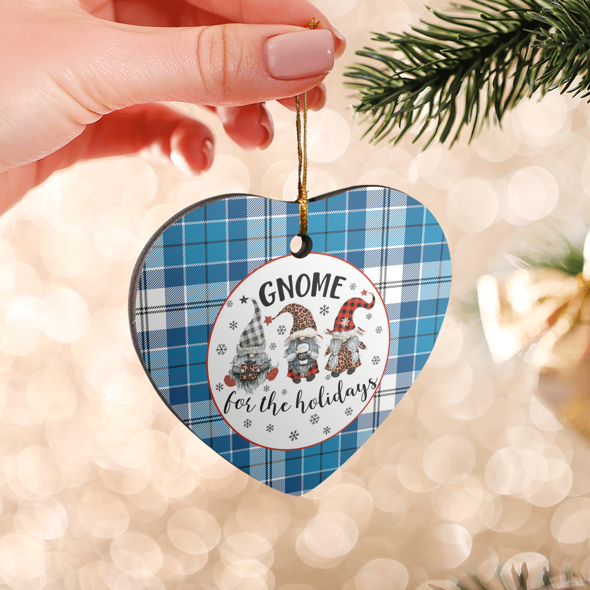 Clan Roberton Tartan Tartan Crest Gnome Heart Ceramic Ornament PJ22 Roberton Tartan Tartan Christmas   