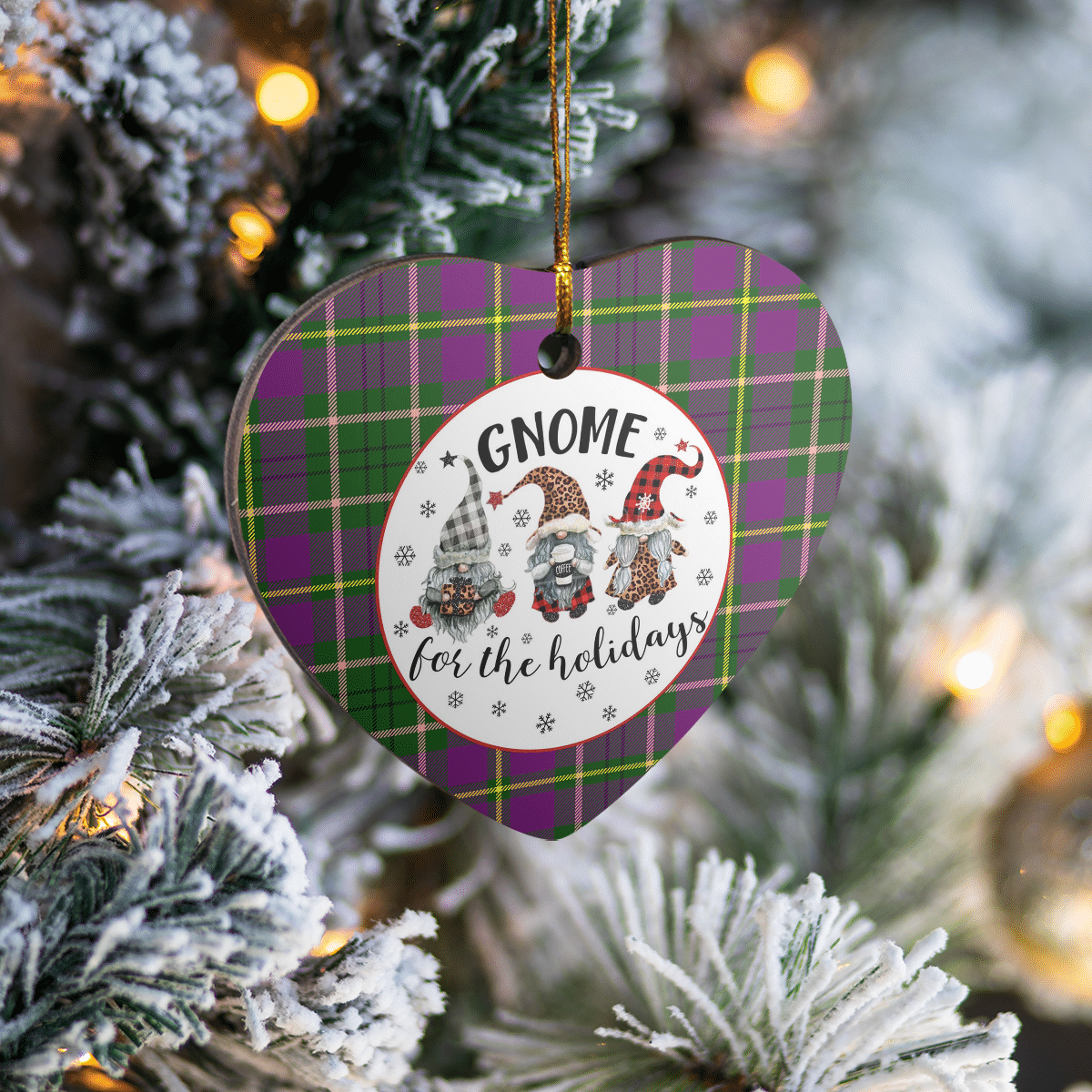 Clan Taylor Tartan Tartan Crest Gnome Heart Ceramic Ornament PP78 Taylor Tartan Tartan Christmas   