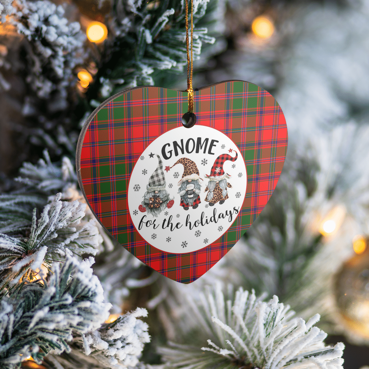 Clan Stewart of Appin Modern Tartan Tartan Crest Gnome Heart Ceramic Ornament YM78 Stewart of Appin Modern Tartan Tartan Christmas   