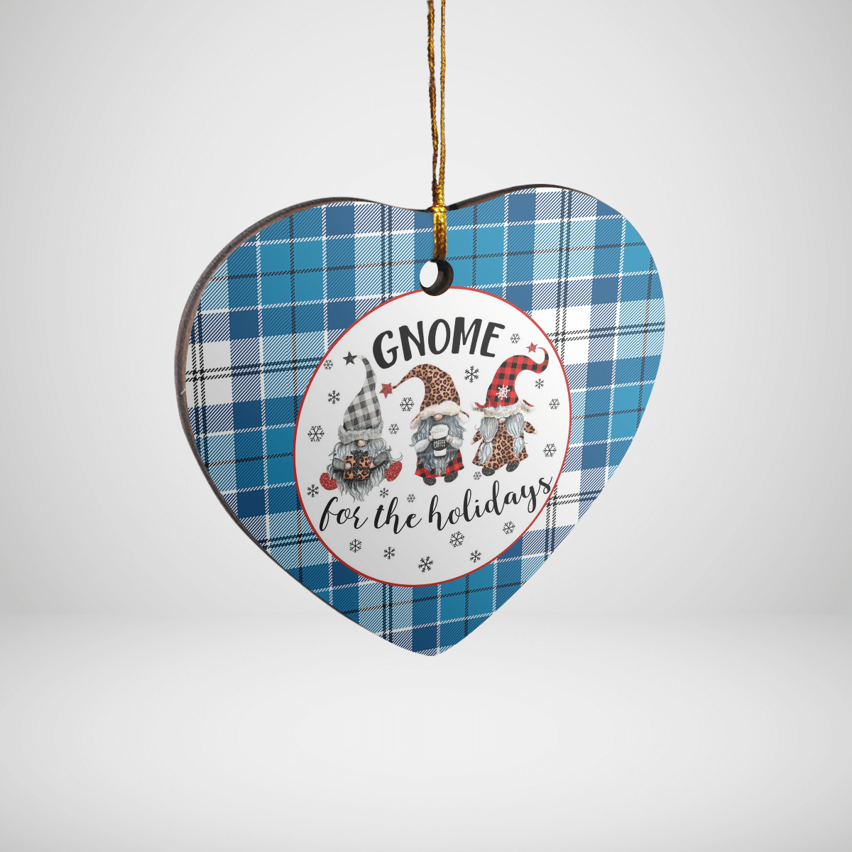 Clan Roberton Tartan Tartan Crest Gnome Heart Ceramic Ornament PJ22 Roberton Tartan Tartan Christmas   