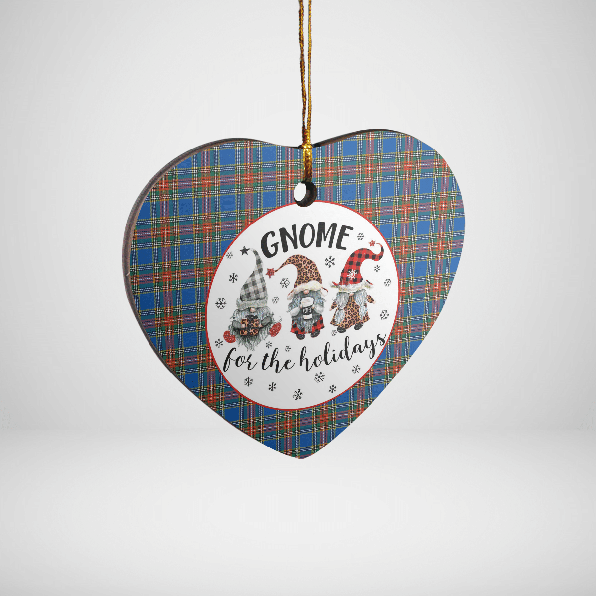 Clan MacBeth Ancient Tartan Tartan Crest Gnome Heart Ceramic Ornament AJ67 MacBeth Ancient Tartan Tartan Christmas   