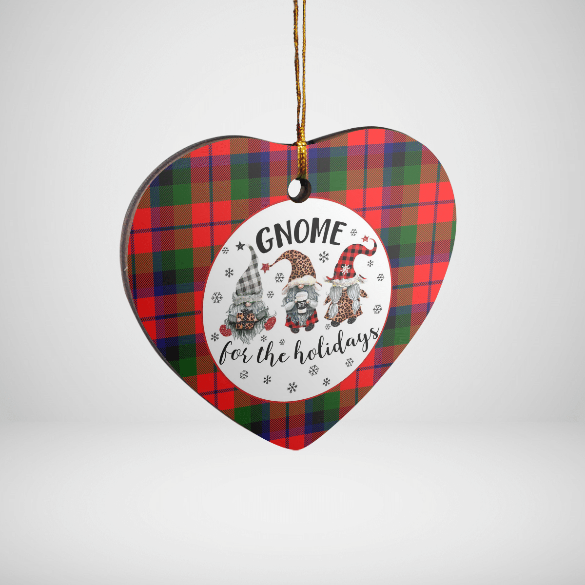 Clan MacNaughton Modern Tartan Tartan Crest Gnome Heart Ceramic Ornament EF82 MacNaughton Modern Tartan Tartan Christmas   