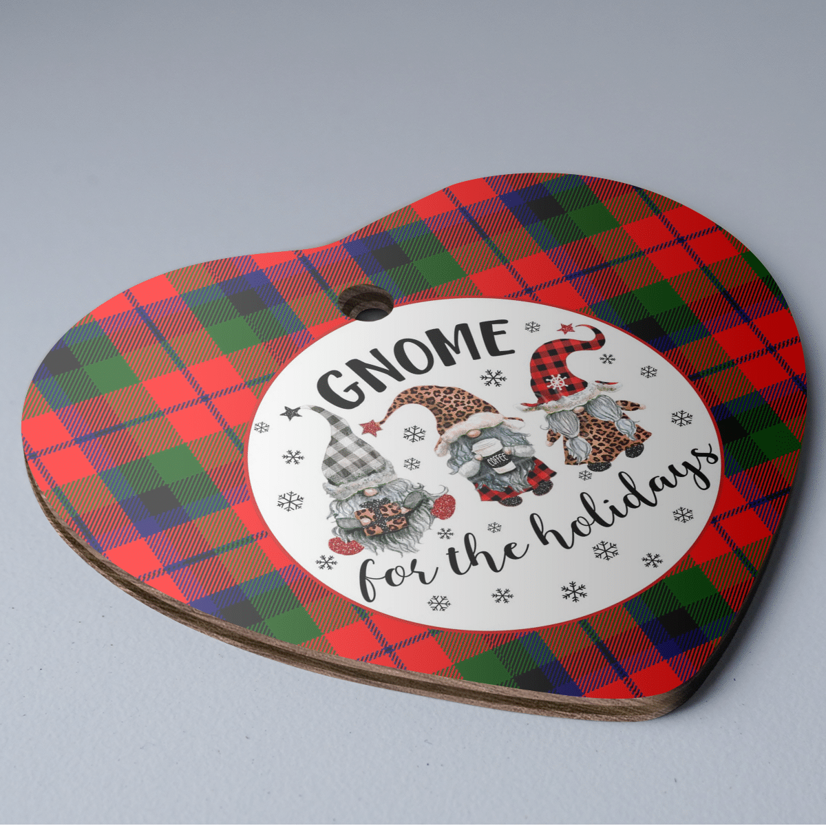 Clan MacNaughton Modern Tartan Tartan Crest Gnome Heart Ceramic Ornament EF82 MacNaughton Modern Tartan Tartan Christmas   