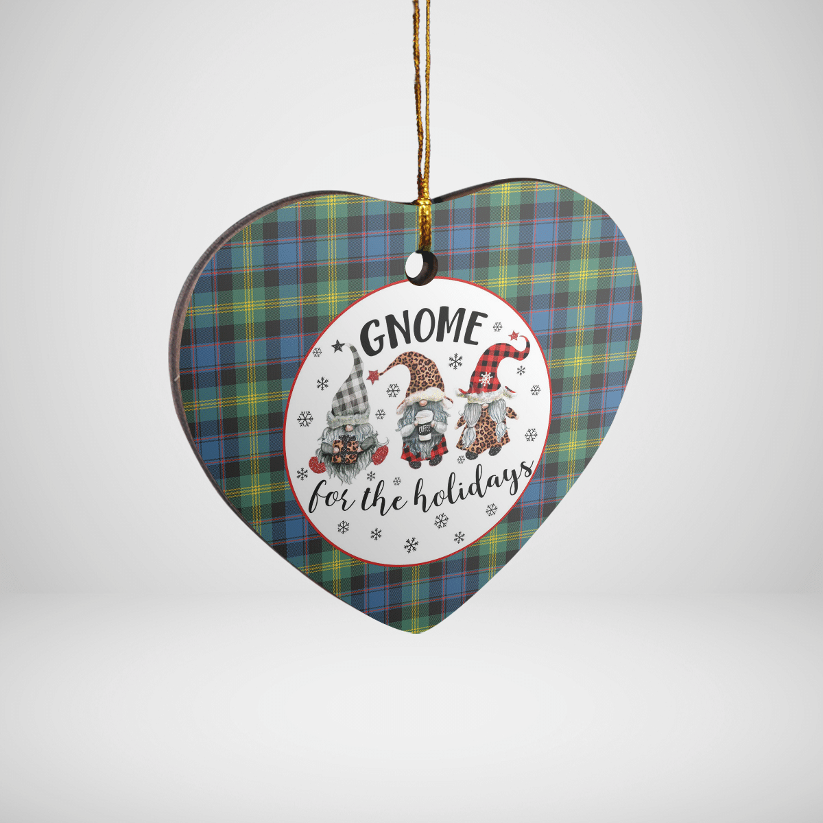 Clan Watson Ancient Tartan Tartan Crest Gnome Heart Ceramic Ornament PC69 Watson Ancient Tartan Tartan Christmas   