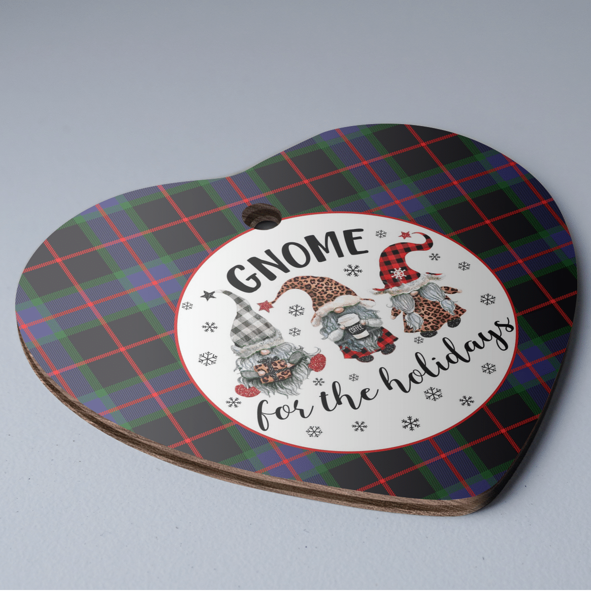 Clan Nairn Tartan Tartan Crest Gnome Heart Ceramic Ornament PZ28 Nairn Tartan Tartan Christmas   