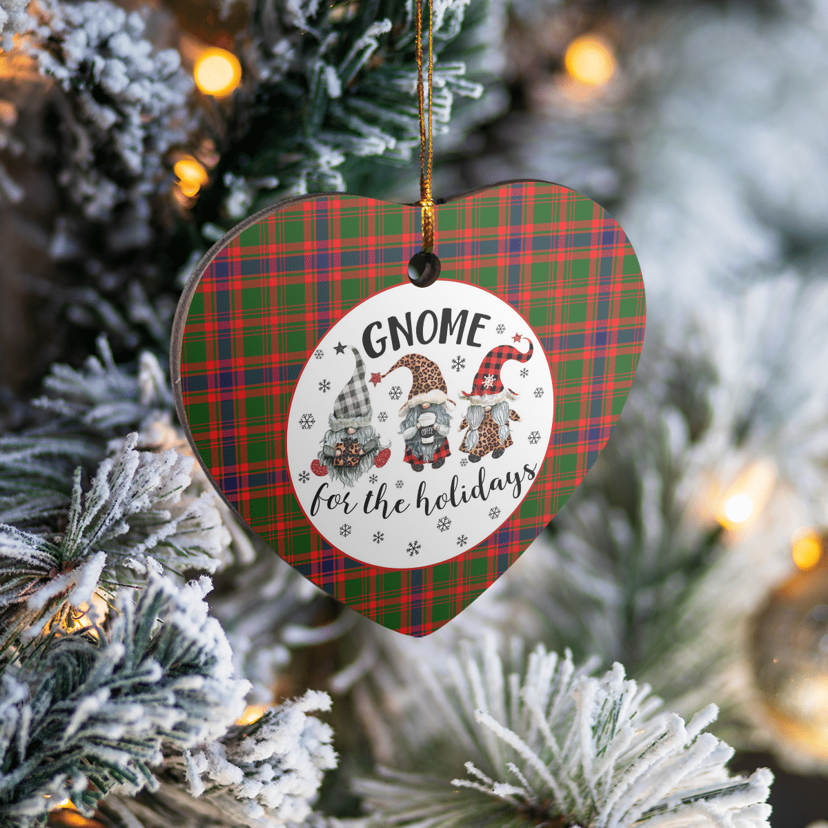 Clan Nithsdale District Tartan Tartan Crest Gnome Heart Ceramic Ornament IN41 Nithsdale District Tartan Tartan Christmas   