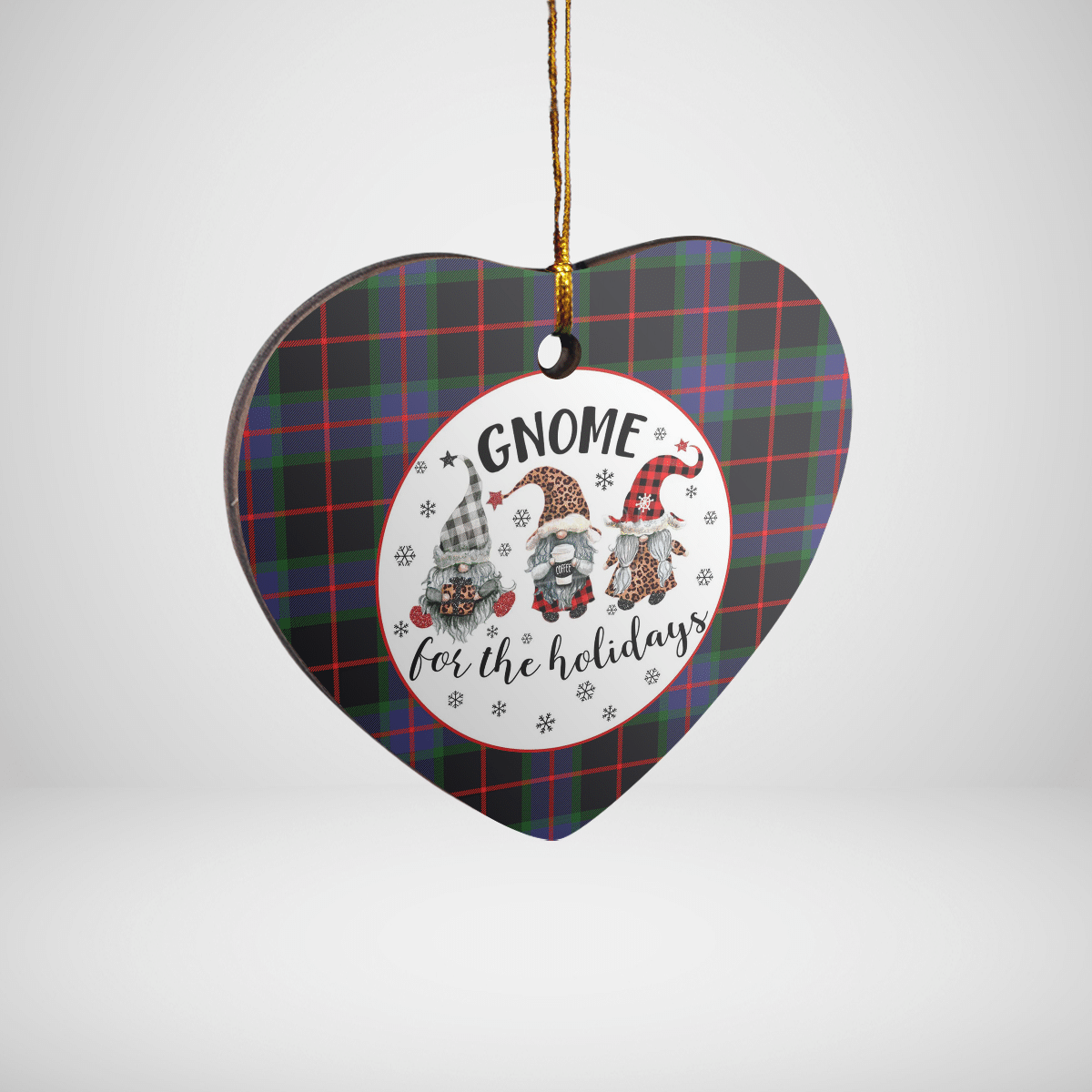 Clan Nairn Tartan Tartan Crest Gnome Heart Ceramic Ornament PZ28 Nairn Tartan Tartan Christmas   