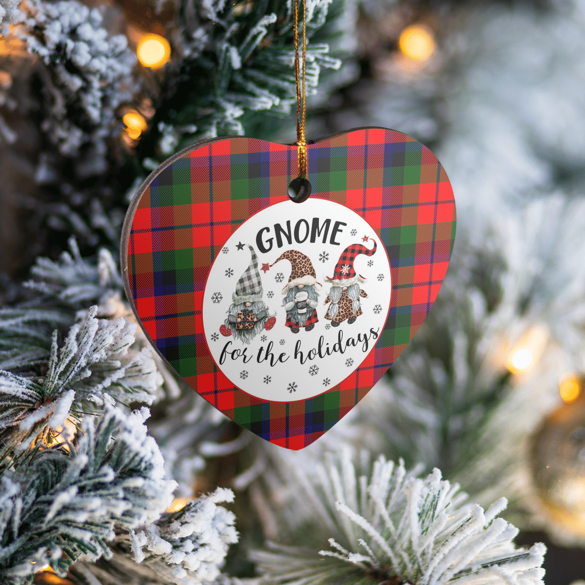 Clan MacNaughton Modern Tartan Tartan Crest Gnome Heart Ceramic Ornament EF82 MacNaughton Modern Tartan Tartan Christmas   