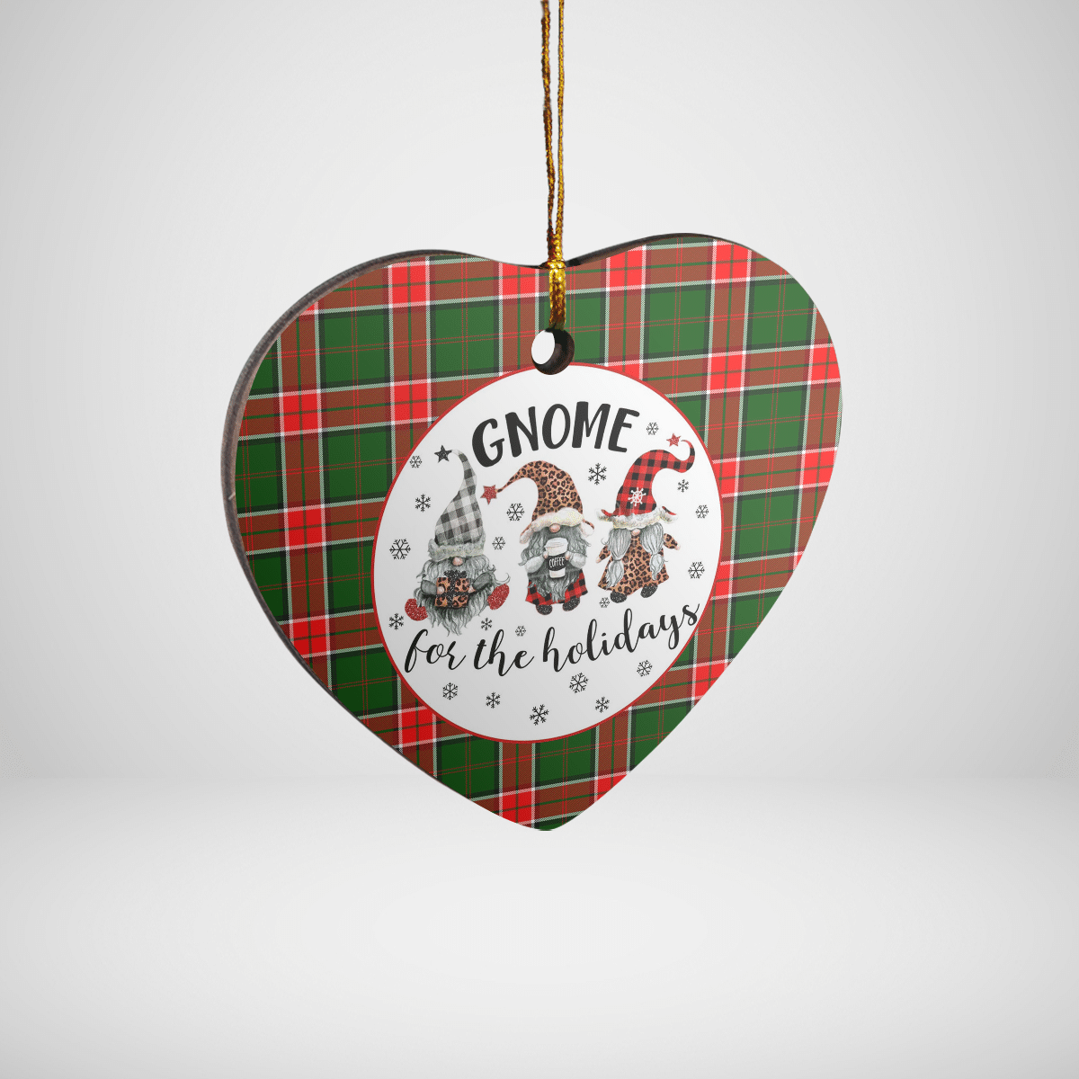 Clan Pollock Modern Tartan Tartan Crest Gnome Heart Ceramic Ornament MZ50 Pollock Modern Tartan Tartan Christmas   