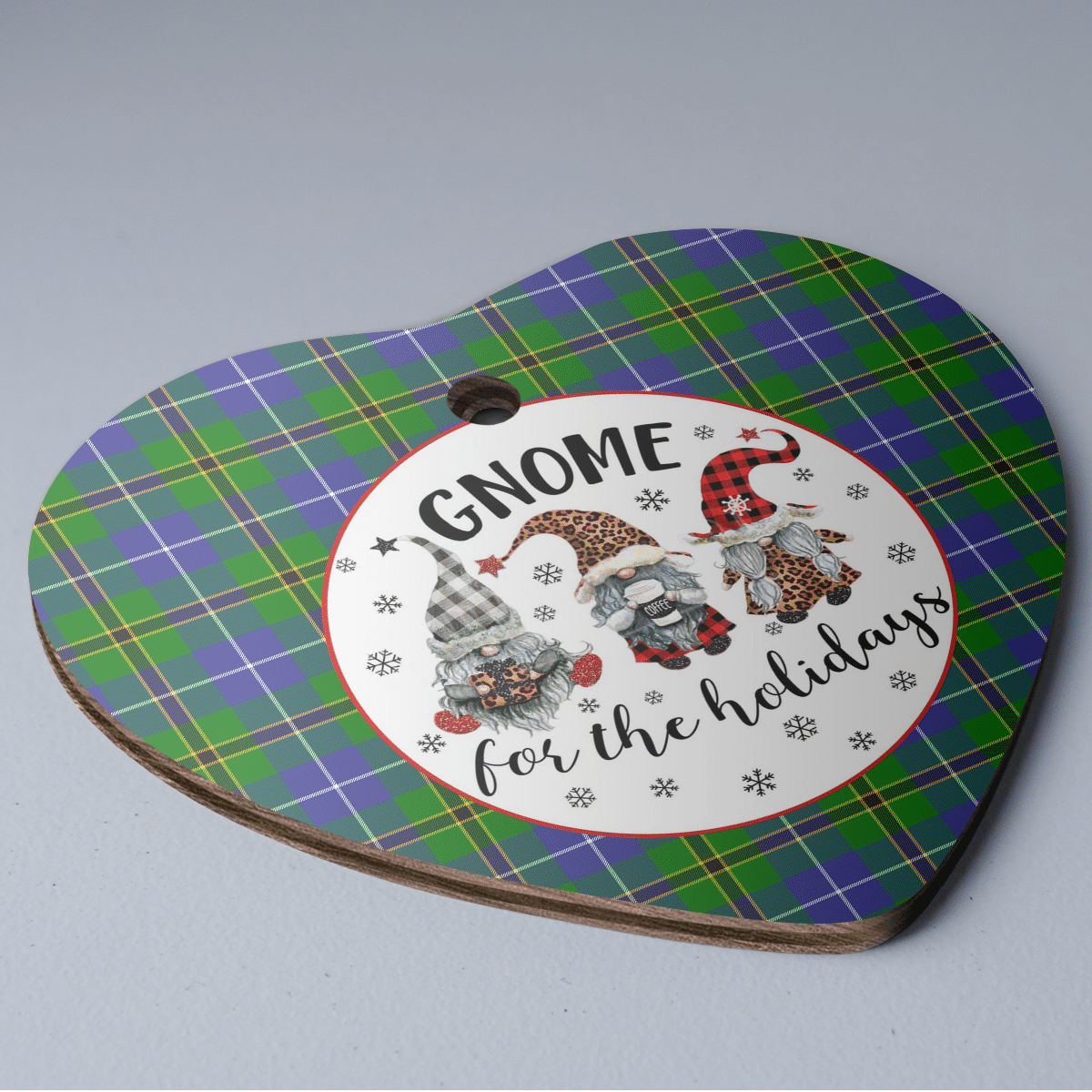 Clan Turnbull Hunting Tartan Tartan Crest Gnome Heart Ceramic Ornament JL77 Turnbull Hunting Tartan Tartan Christmas   