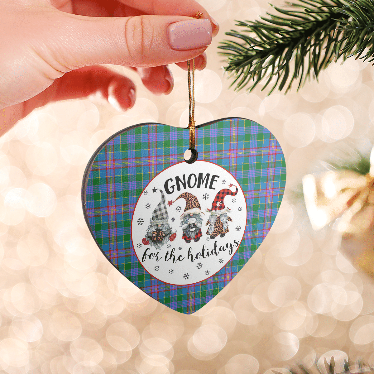 Clan Pitcairn Hunting Tartan Tartan Crest Gnome Heart Ceramic Ornament DO41 Pitcairn Hunting Tartan Tartan Christmas   