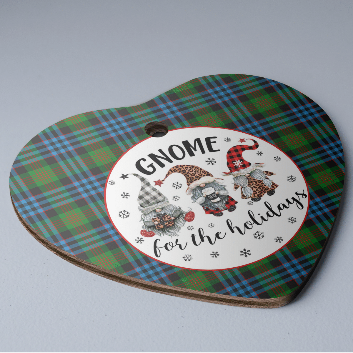 Clan Newlands Tartan Tartan Crest Gnome Heart Ceramic Ornament RV77 Newlands Tartan Tartan Christmas   