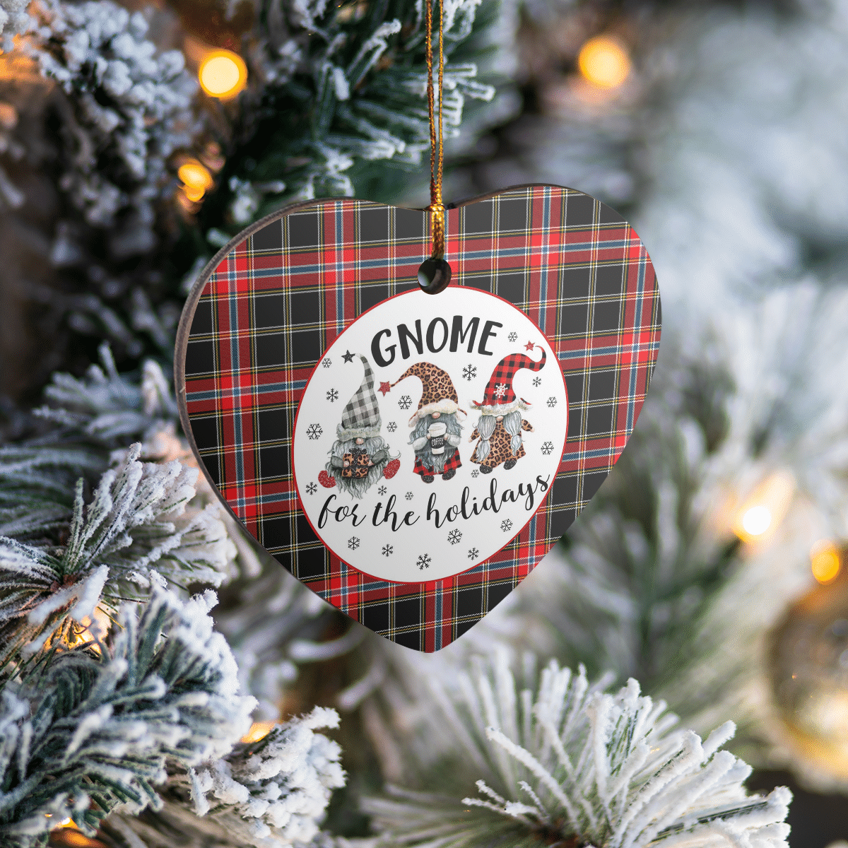 Clan Norwegian Night Tartan Tartan Crest Gnome Heart Ceramic Ornament HS67 Norwegian Night Tartan Tartan Christmas   