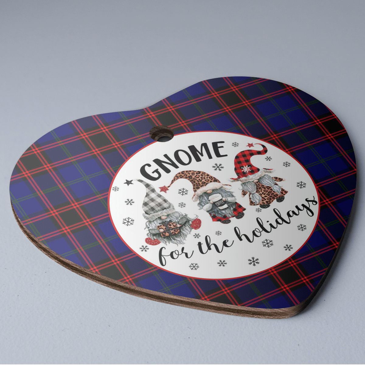 Clan Home Modern Tartan Tartan Crest Gnome Heart Ceramic Ornament QP85 Home Modern Tartan Tartan Christmas   