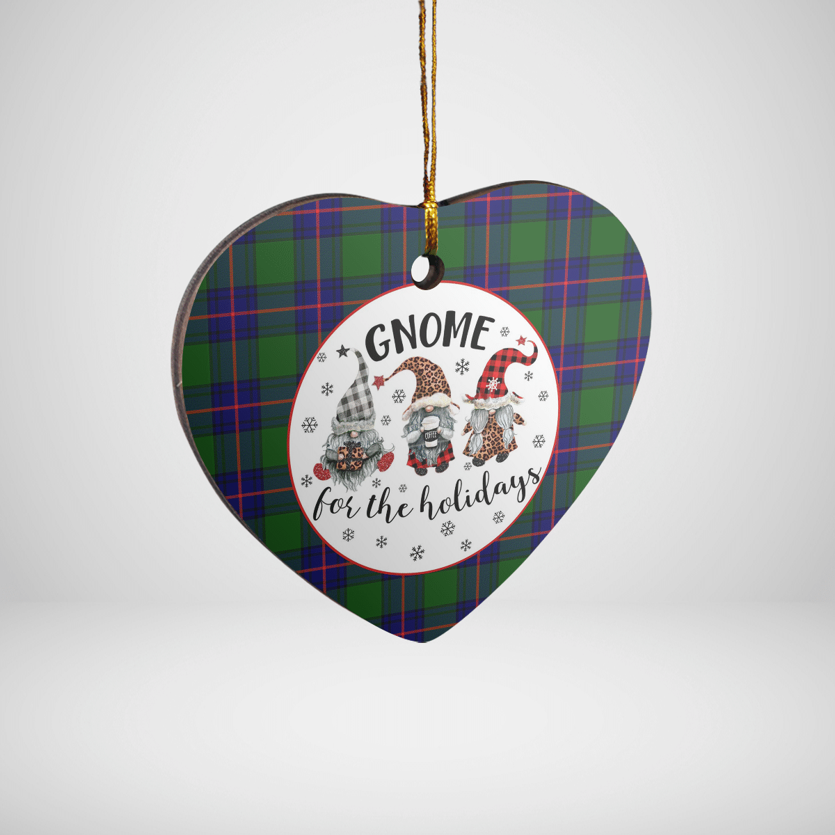 Clan Shaw Modern Tartan Tartan Crest Gnome Heart Ceramic Ornament PE65 Shaw Modern Tartan Tartan Christmas   