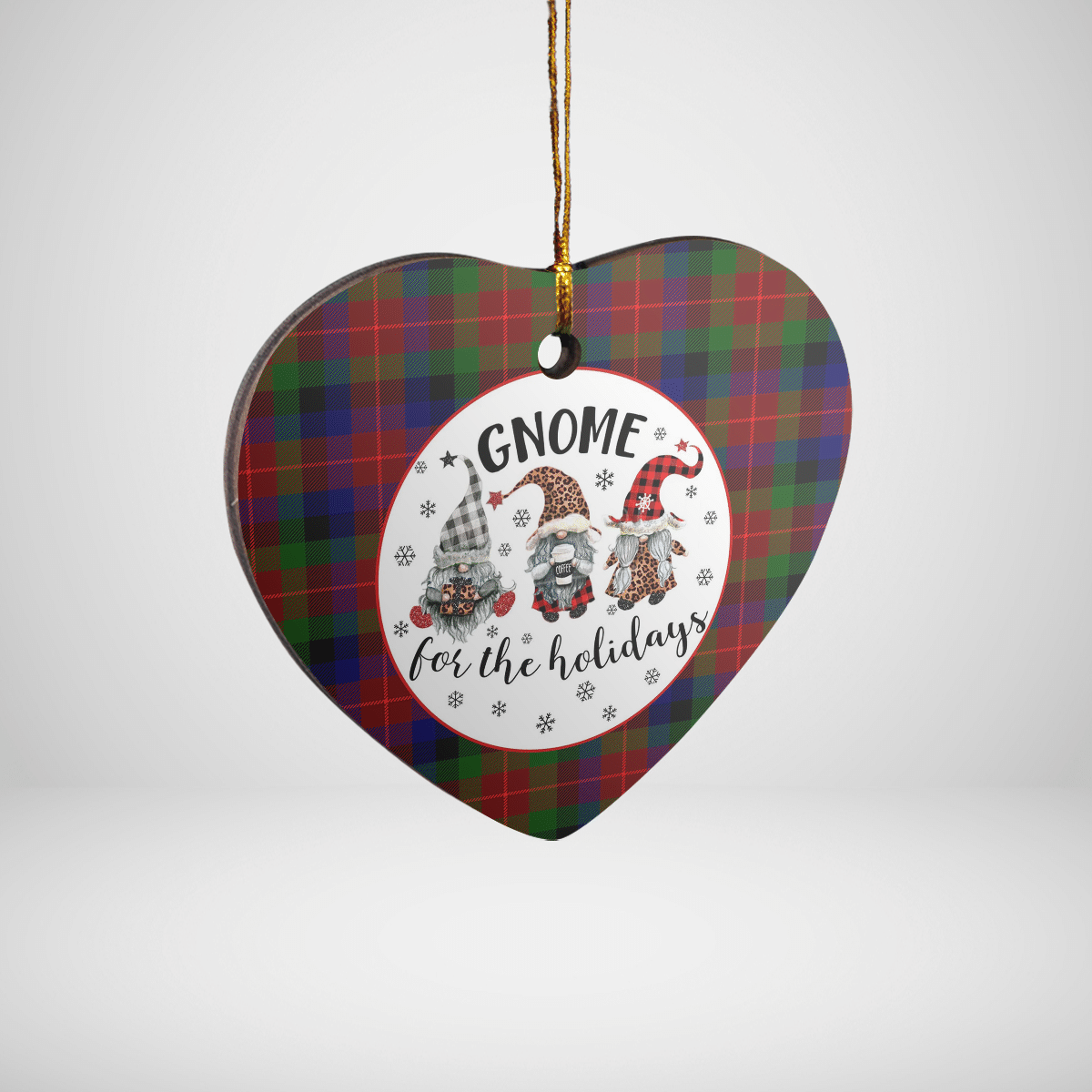 Clan Tennant Tartan Tartan Crest Gnome Heart Ceramic Ornament PC44 Tennant Tartan Tartan Christmas   