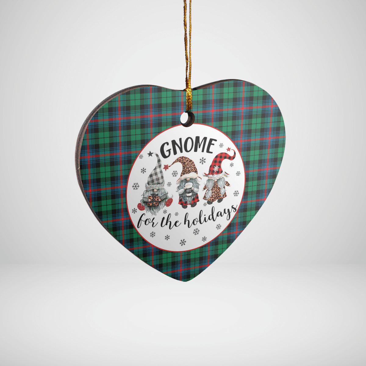 Clan Urquhart Broad Red Ancient Tartan Tartan Crest Gnome Heart Ceramic Ornament VQ70 Urquhart Broad Red Ancient Tartan Tartan Christmas   