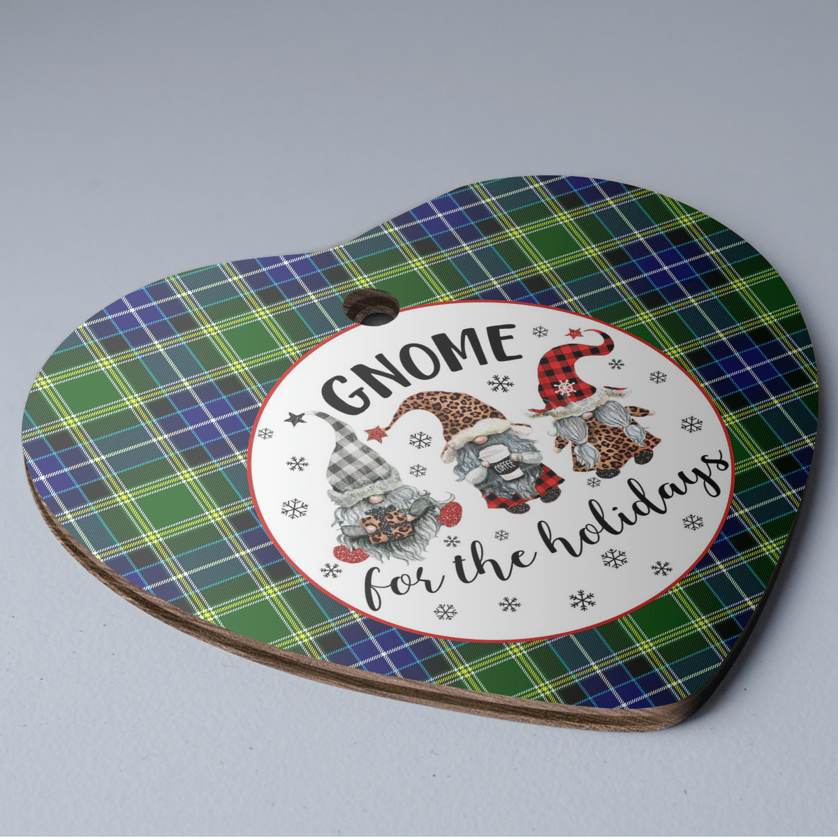 Clan MacKellar Tartan Tartan Crest Gnome Heart Ceramic Ornament FO10 MacKellar Tartan Tartan Christmas   