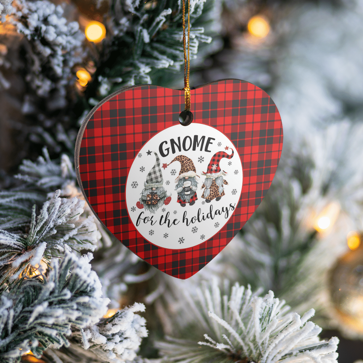 Clan Ettrick District Tartan Tartan Crest Gnome Heart Ceramic Ornament AZ92 Ettrick District Tartan Tartan Christmas   