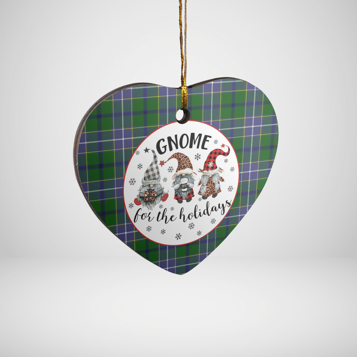 Clan Wishart Hunting Tartan Tartan Crest Gnome Heart Ceramic Ornament DP91 Wishart Hunting Tartan Tartan Christmas   