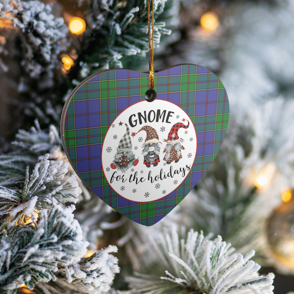 Clan Strachan Tartan Tartan Crest Gnome Heart Ceramic Ornament FG39 Strachan Tartan Tartan Christmas   