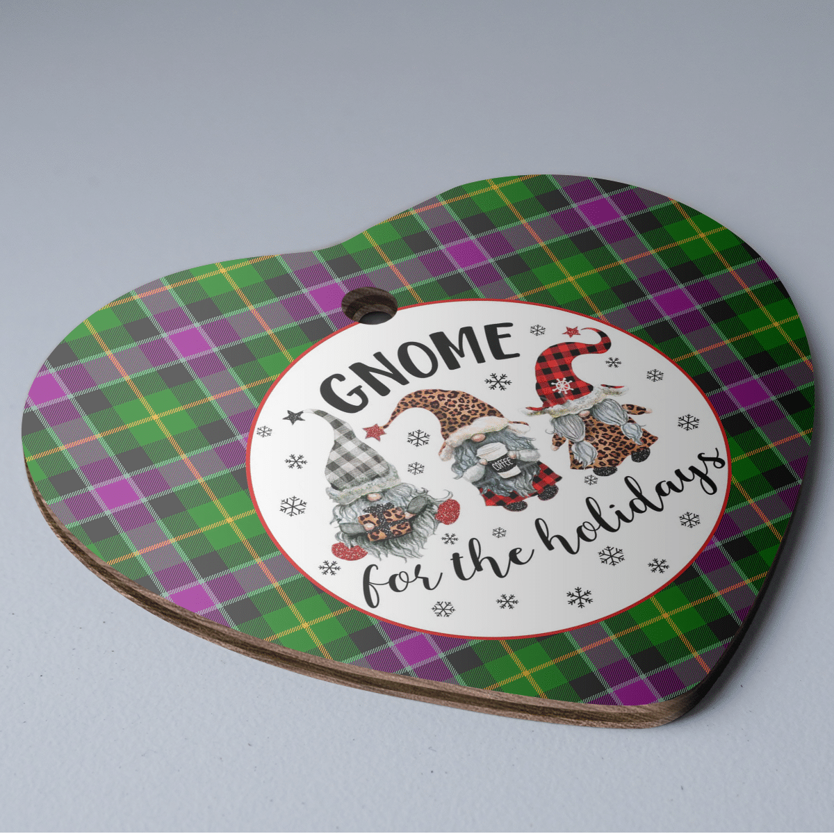 Clan Selkirk Tartan Tartan Crest Gnome Heart Ceramic Ornament VR66 Selkirk Tartan Tartan Christmas   