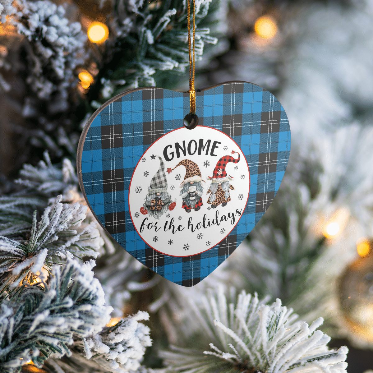 Clan Ramsay Blue Ancient Tartan Tartan Crest Gnome Heart Ceramic Ornament UD19 Ramsay Blue Ancient Tartan Tartan Christmas   