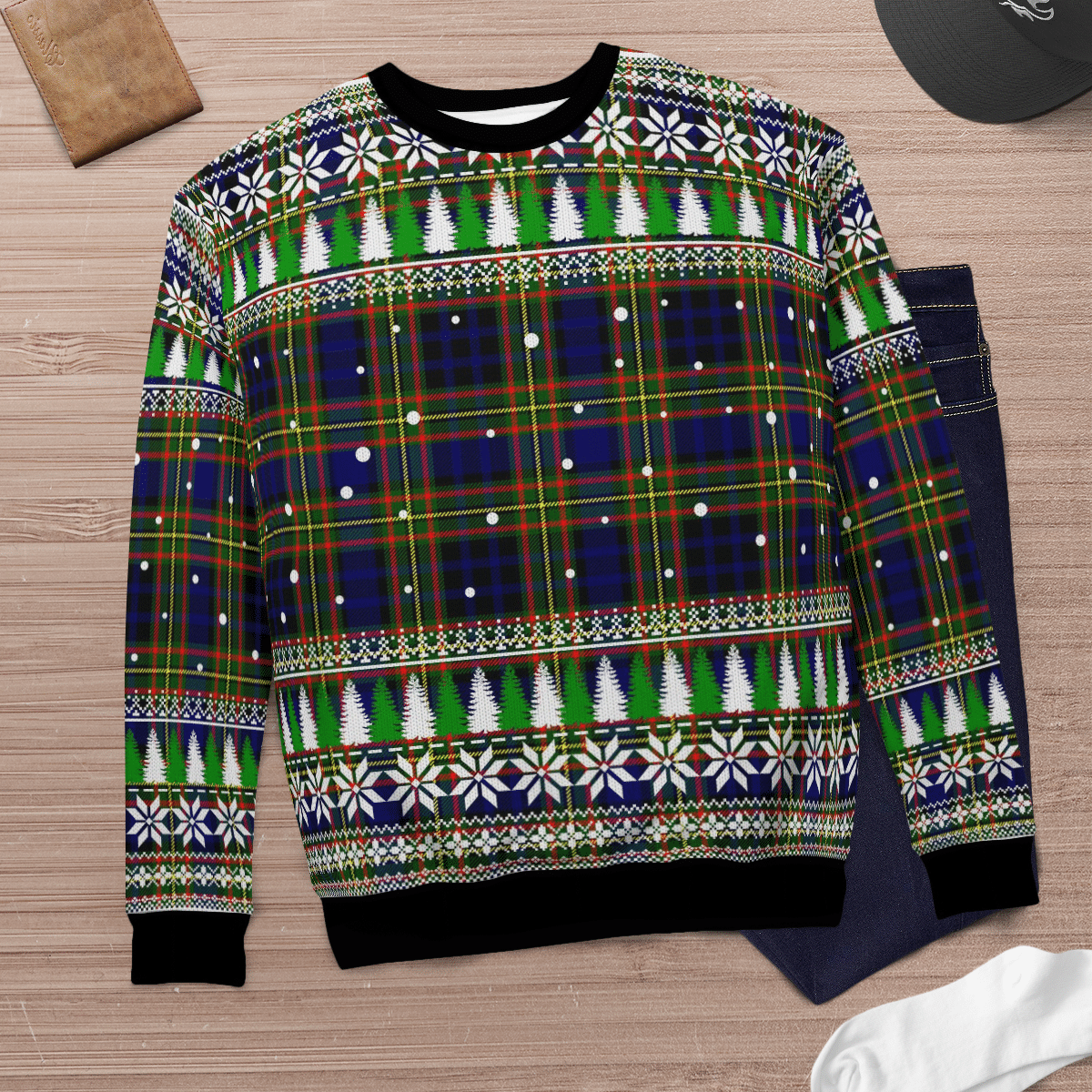 Clan Clelland Modern Tartan Christmas Ugly Sweater PJ79 Clelland Modern Tartan Tartan Ugly Sweater   