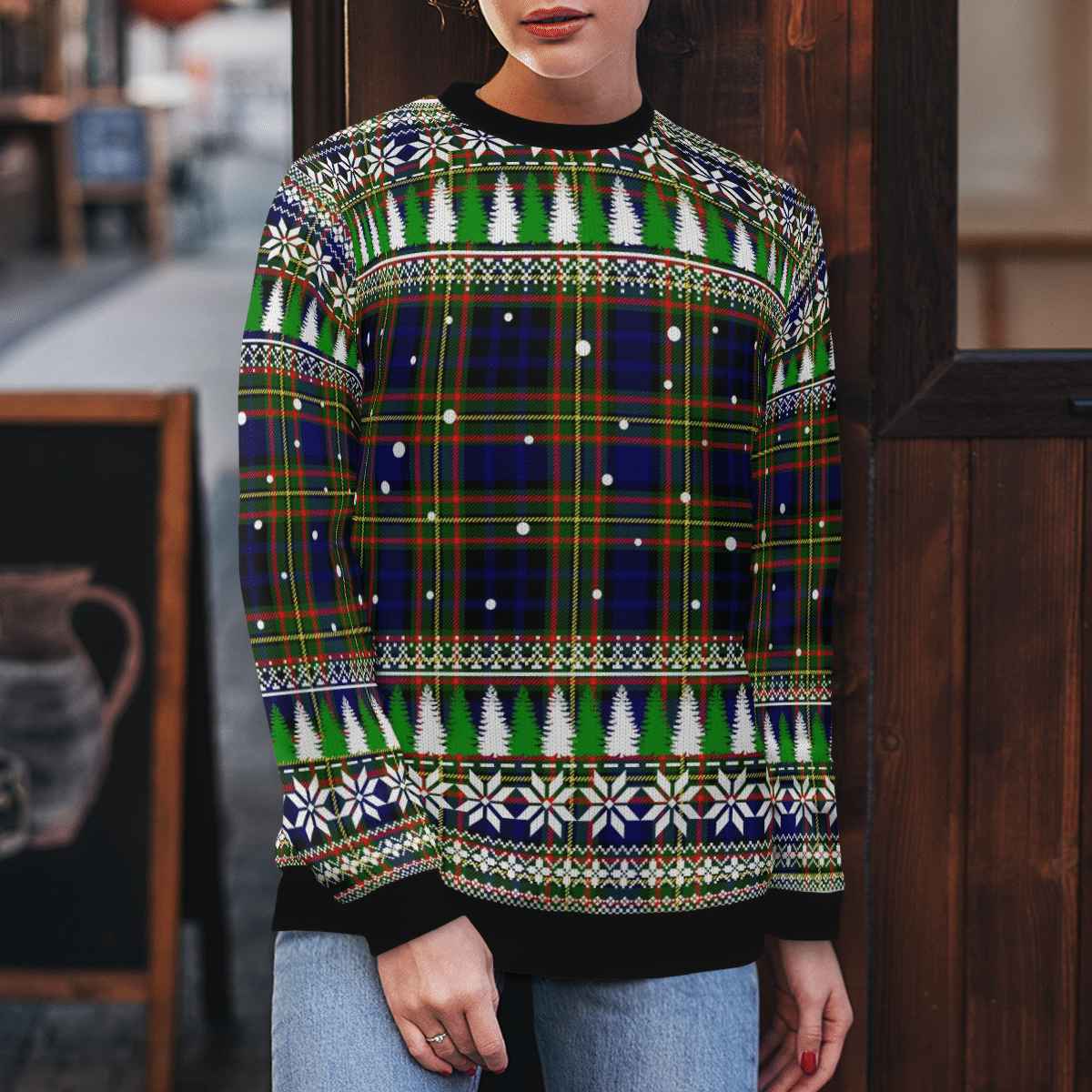 Clan Clelland Modern Tartan Christmas Ugly Sweater PJ79 Clelland Modern Tartan Tartan Ugly Sweater   