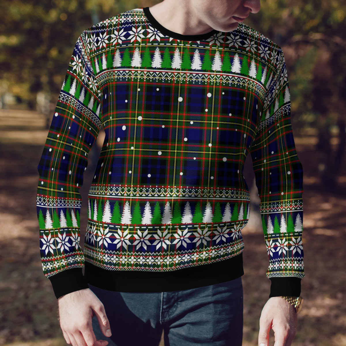 Clan Clelland Modern Tartan Christmas Ugly Sweater PJ79 Clelland Modern Tartan Tartan Ugly Sweater   