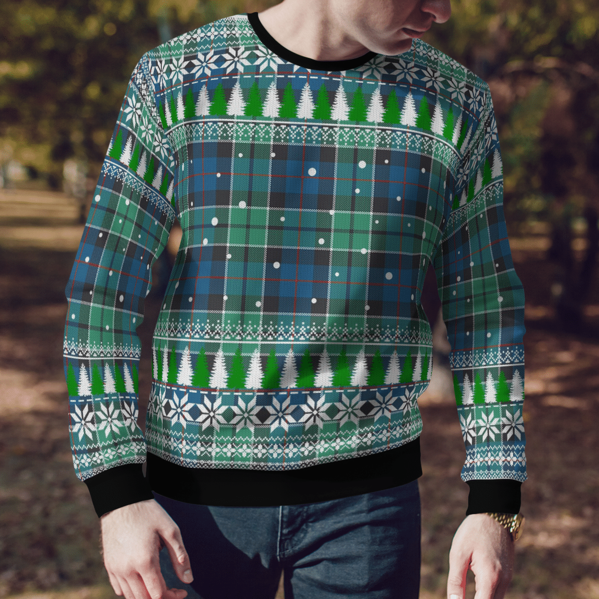 Clan Leslie Hunting Ancient Tartan Christmas Ugly Sweater WS39 Leslie Hunting Ancient Tartan Tartan Ugly Sweater   