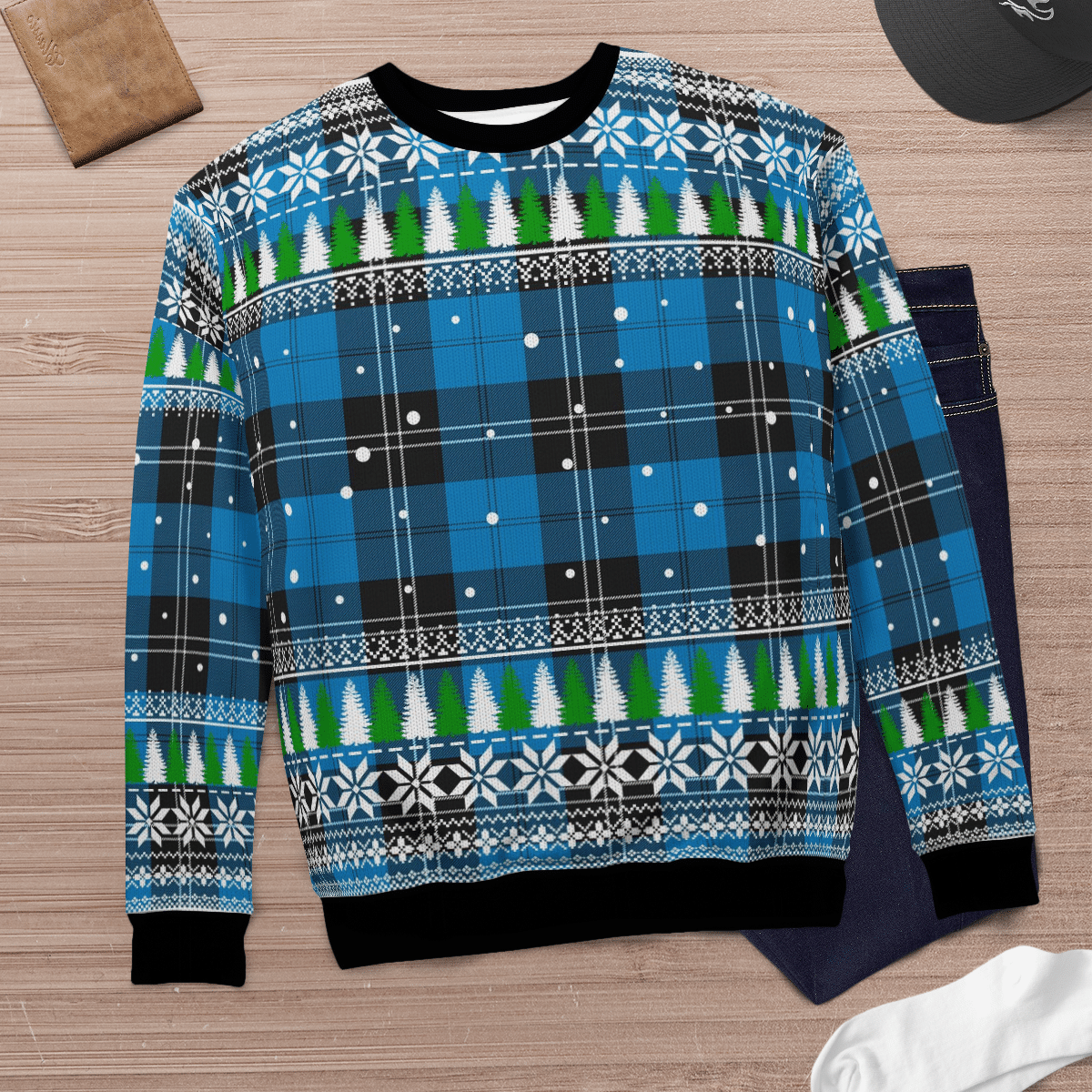 Clan Ramsay Blue Ancient Tartan Christmas Ugly Sweater NH44 Ramsay Blue Ancient Tartan Tartan Ugly Sweater   