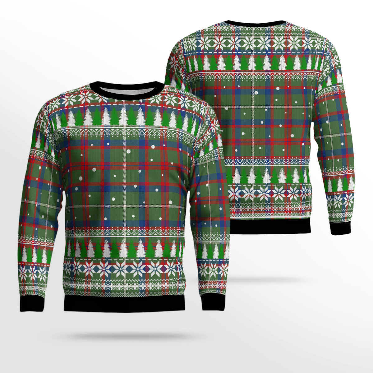 Clan Shaw Green Modern Tartan Christmas Ugly Sweater FW11 Shaw Green Modern Tartan Tartan Ugly Sweater   