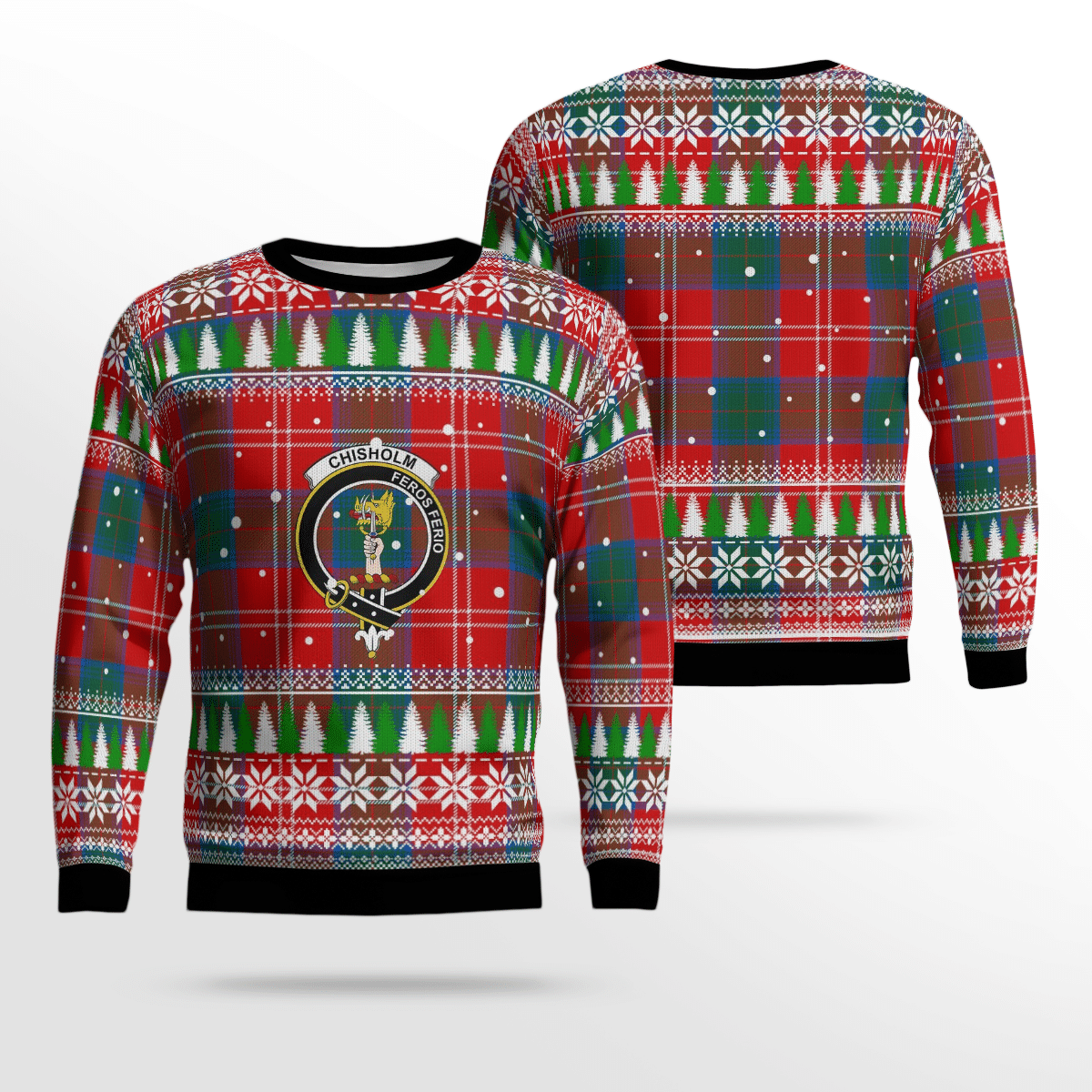 Clan Chisholm Ancient Crest Tartan Christmas Ugly Sweater WF89 Chisholm Ancient Crest Tartan Tartan Ugly Sweater   