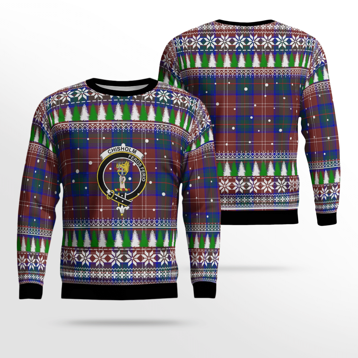 Clan Chisholm Hunting Modern Crest Tartan Christmas Ugly Sweater WR89 Chisholm Hunting Modern Crest Tartan Tartan Ugly Sweater   